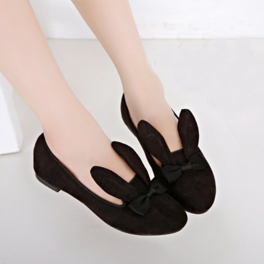 NEW Adorable Black Flats with Bunny Ears